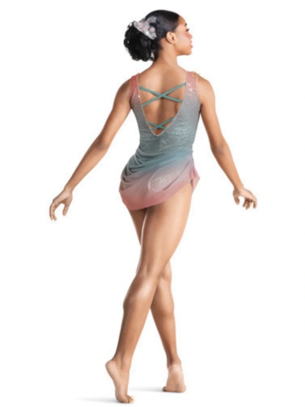 Tenth House | Luna Ombré Pink Green Lyrical Dance Leotard Floral Appliqué, LC